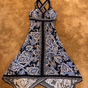 INC Lovely blue handkerchief dress, small petite